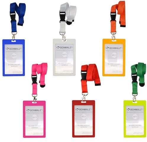 50 STÜCK Kartenhülle TULLA mit Schlüsselband 20mm Lanyard Ausweishülle Kartenhalter Namensschild Ausweishalter Hochformat Büro Schule (weiß)