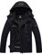 GEMYSE Herren Wasserdichte Berg-Skijacke Winddichte Fleece Outdoor-Winterjacke mit Kapuze (Schwarz,XL)