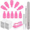 Gel Nail Remover Kit, MORGLES 10PCS Gel Nail Remover Clips, 300Pcs Wipe Cotton Pads, Files 100/180, Cuticle Pusher & Brush, Pink