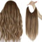 Easyouth Extension Echthaar Mit Draht 16 Zoll 80g Balayage Farbe Mittelbraun Hellblond Mit Mittelbraun Fish Line Remy Hair Extension