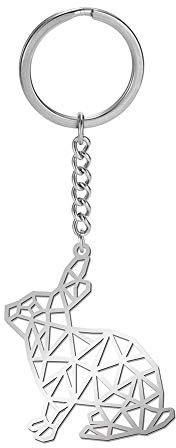 Dreamtimes Animal porte-clés pour hommes creux en acier inoxydable porte-clés charme sac à main sac pendentif porte-clés porte-clés (lapin)