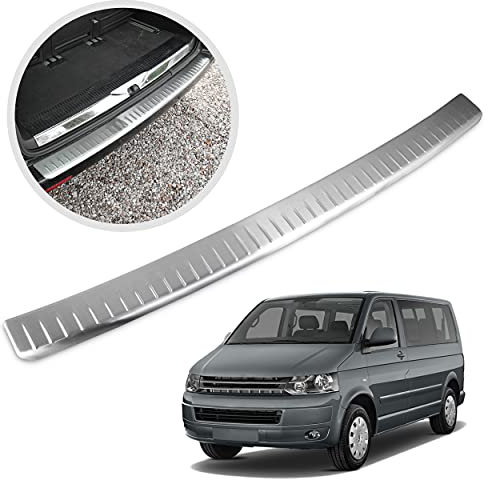 CHROMEMASTER | Ladekantenschutz Stoßstangenschutz | Kompatibel mit VW T5 2003-2015; Gebürsteter Edelstahl, Silber Matt; Unsere Lackschutzleiste Sichert den Heckstoßfänger vor Kratzern