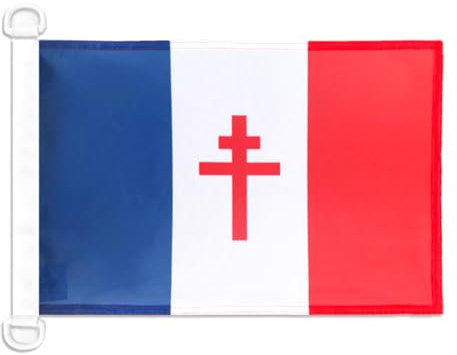 BANDERA NAUTICA de FRANCIA LIBRE 1940-1944 45x30cm - Pabellón de conveniencia RESISTENCIA FRANCESA 30 x 45 cm anillos - AZ FLAG