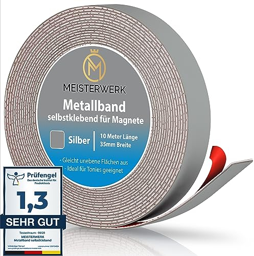 MEISTERWERK Metallband Selbstklebend für Tonies, Magnete & Tonie Tribüne | Magnetband Mit Starkem Schaumstoffkleber | Magnetleiste