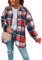 OMZIN Femme Veste à Carreaux Chemise Oversize en Laine Manteau Chaud à Carreaux Chic Chemisier Boutonné à Carreaux Oversized Rouge L
