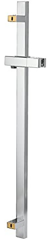 Barre Coulissante de Douche, Barre de Douche Carrée en Acier Inoxydable avec Support de Pommeau de Douche Réglable Finition Polie Fixée au Mur(Tringle de douche galvanoplastie)