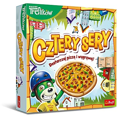 Trefl - Vier Käsesorten - Familienbrettspiel, Pizza und Gewinnen, Action-Brett und Karten, Familienspiel mit Märchenhelden der Familie Treflik, für Erwachsene und Kinder ab 5 Jahren