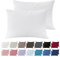 MOHAP Lot de 2- Taies d'oreiller Blanc 40x60cm Housse d'oreiller avec Une Fermeture Eclair en Microfibre