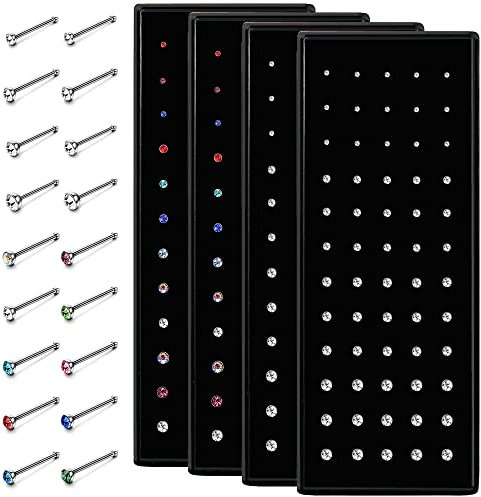 Dochais 240 Stück Nasenstecker 316L Edelstahl Set, Nasenstecker Gerade, Nasenpiercing Stecker, Knorpel Barbell Piercing für Frauen Männer 20G 1,5mm 2mm 2,5mm 3mm