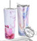Vakuumisolierter Edelstahlbecher – THILY 780 ml dreifach isolierter Reisebecher mit spritzwassergeschütztem Deckel, für Eiskaffee und heiße Getränke, 2er-Pack, Pink Ripple + Lotus Flower