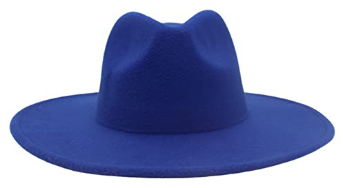 Faringoto Fedora-Hut für Damen, Winter, luxuriös, für Damen, königsblau, Einheitsgröße