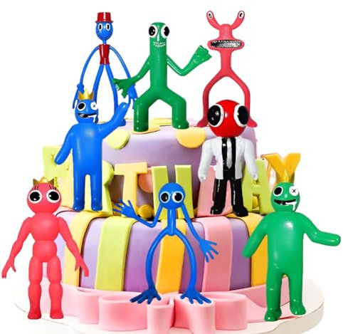 Figuras Robllox Rainbow Friends, Decoración Tarta Robllox Rainbow Friends, Adornos Tartas Robllox, Muñecos Tarta, Figura Tarta, Figures, Decoracion para Pastel, Cake Topper, para Niños, 8PCS