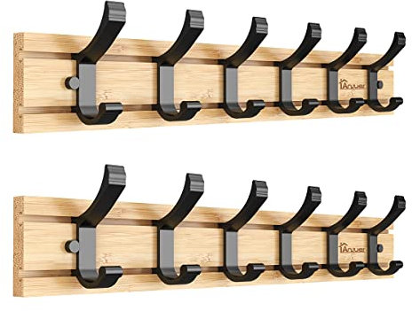 Anjuer Kleiderbügel Kleiderständer 6 aktive Haken 20kg last Kleiderhaken Hut Halter Bambus