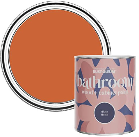 Rust-Oleum Orange Moisture Resistant Bathroom Wood and Cabinet Paint in Gloss Finish - Tiger Tea 750ml