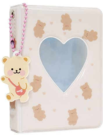 Photocard Binder 3 Zoll Album Halter Buch - Mini Fotoalbum mit Anhänger zum Sammeln von Kpop Bildern, 40 Taschen (Braun)