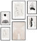 decomonkey | 6er Poster Set OHNE Bilderrahmen | Abstrakt Beige | 4 x DIN A4 & 2 x DIN A3 | Wohnzimmer Schlafzimmer Wandposter Blider Collage Modern Wanddeko Line Art Sprüche Schwarz Weiß Grau
