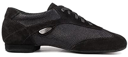 PortDance Zapatos de baile para mujer PD07 – Nubuck/Beverly Negro – 1 cm Micro Tacón – Ancho normal – Fabricado en Portugal, Negro , 41 EU