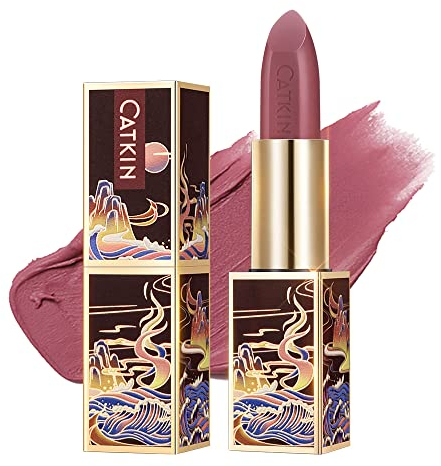 CATKIN Lippenstift Semi-Matt Finish, Nudetöne, Schimmernder mit Glänzender Oberfläche, Farbintensität Langanhaltend Pflegender Lippen-Stift, Vegane Formel