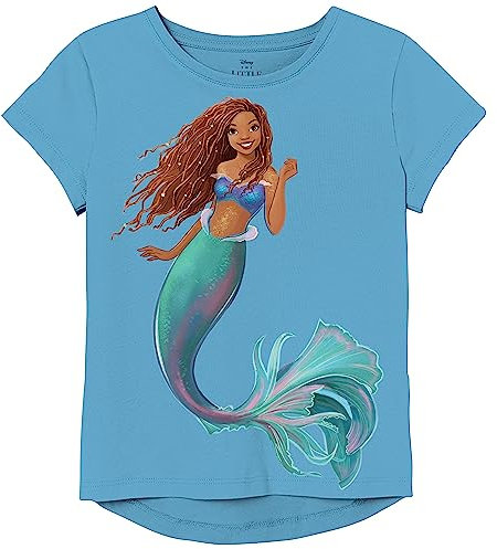 Disney Mädchen Disney's The Little Mermaid Movie Ariel Short Sleeve T-Shirt, Türkis/Ausflug, einfarbig (Getaway Solids), 10-12