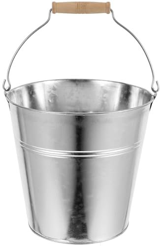 NOLITOY Seau en Métal Galvanisé Rustique - Bac À Cendres, Eau, Fleurs, Ordures, Charbon - Vase, Poubelle de Ferme, Cheminée, Papier-Monnaie - Baril de Brûlage