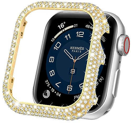 Mosonio Schutzhülle kompatibel mit Apple Watch 44 mm, glitzerndes Metall-Uhrengehäuse 44 mm für Damen, glänzend und langlebig, Schutzhülle für iWatch Serie 6, 5, 4, SE, 44 mm (Gold, 44 mm)