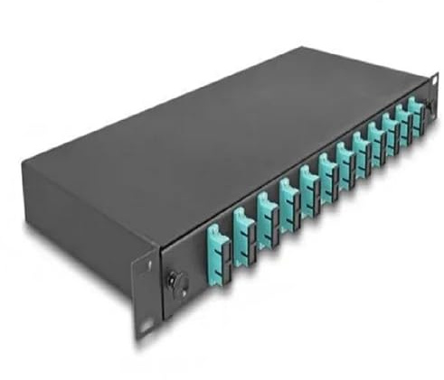 DeLOCK Glasfaser-Spleißgehäuse, 12 x SC Duplex OM3 1U, komplett montiert, spleißfertig. Marke: