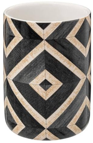 5 five simply smart 5five - Pot à brosses à Dents Noir et Beige Canvas