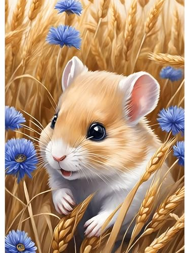 MAXBYE DIY Diamond Painting Hamster, 5D Diamond Painting Set, Tier Malen nach Zahlen Diamant Anfänger Cross Stickerei Malerei Kits Wand Dekor 30x40cm