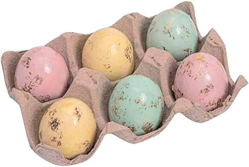 The Bridge Collection 14 cm halbes Dutzend Eier im Karton – Set mit 6 Stück – pastellfarbene Osterdekorationen – Pastelleier – gesprenkelte Eier