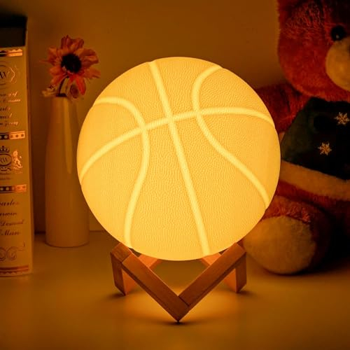 Balkwan 18cm Basketball Night Light for Boys 16 Colors Changing Sport Moon Lamp for Kids Dimmable with Remote Control Home Decor Birthday Gifts for Kid