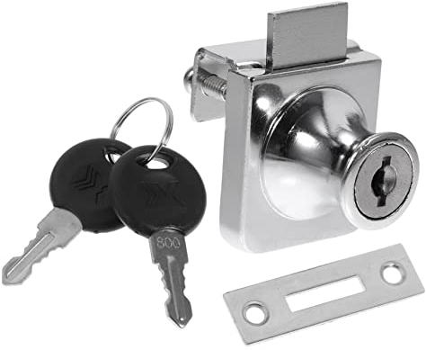 BESTonZON Serrure à Loquet Coulissant de Sécurité pour Porte Serrure de Vitrine en Verre Ouverture Unique Alliage de Zinc Protège Le Verre Installation Facile Sécurité Pratique