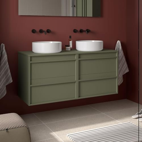 Salgar Mueble baño, Madera, Verde Mate, 120 cm