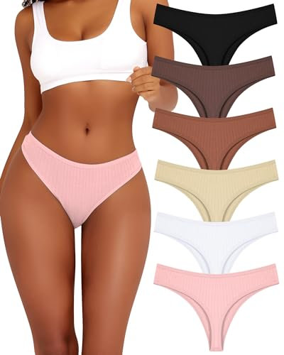 ALL OF ME 6er Pack Baumwolle String Tanga Damen Unterhosen Sexy Unterwäsche Dessous Frauen Cotton Slips Underwear Thongs Women Panties Mehrpack S-XL,A-6,S