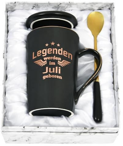 Joymaking Kaffeetasse Geburtstag Geschenk für Freund/Freundin, 400ml Geburtstag Geschenke Kaffeetasse mit Spruch - Legenden werden im Juli geboren, Schwarz