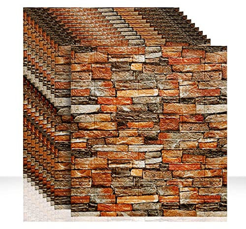 10 Stück 3D Wandpaneele For Abziehen Und Aufkleben Selbstklebende 3D-Ziegelstein-Tapete Wasserfester PE-Schaum Kunststein For Schlafzimmer Wohnzimmer Keller (Color : rot)