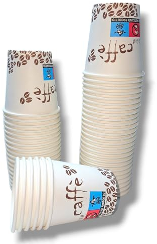 Terryshop74 100 Bicchierini carta 90 ml biodegradabili più grandi rispetto al tradizionale per caffè lungo