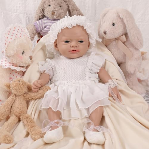 IVITA Ganzkörper Silikon Reborn Baby Puppe Offener Mund Neugeborene Babypuppe Kann Schnuller Fressen Mädchen (WG1587-45CM)
