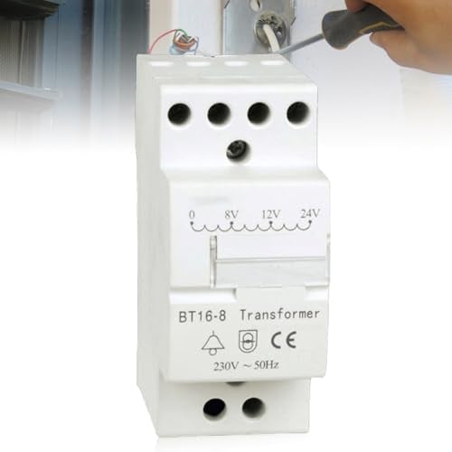 Klingeltrafo Türklingel 8V-12V-24V: Niederspannungs Ausgangstransformator, Klingeltransformator für Türklingel & Türglocken, geeignet für 35 mm Hutschiene