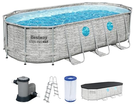 Bestway Steel Pro Max Splashview Pool-Set, 549 x 274 x 122 cm, Grau