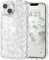 Micoden Cute Curly Wave Case for iPhone 13,Clear with Anti-Yellowing Flower Floral,Soft TPU Slim Bumper Shockproof Anti-Scratch Protective Wavy Cover for Girls Women-White