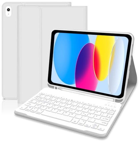 Lielax Hülle mit Tastatur für iPad A16 11 Generation 2025/10 Generation 2022 (11/10.9 Zoll), Magnetische Abnehmbare Tastatur Hülle für iPad 11./10. Gen, QWERTZ-Layout Keyboard- Grau