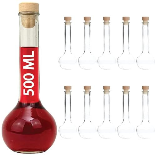 slkfactory 10 Leere Glasflaschen 500ml TUL-HGK Saftflaschen Essig- Öl Flasche Likörflaschen Schnapsflaschen Essigflaschen Ölflaschen 0,5 Liter (10 x 500 ml)
