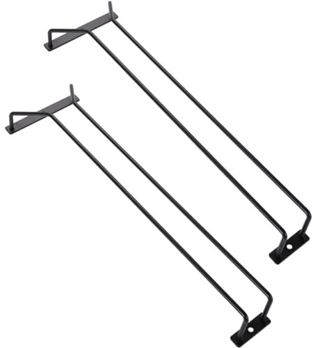 Dianoo Lot de 2 porte-verres à vin sous armoire en métal noir, 40,5 cm