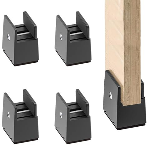 lurora2021 Lot de 4 Rehausseurs de Meubles Réglables de 5cm Rehausseur Pieds de Lit Reglable Rehausseur de Meuble Robuste de 5cm pour Canapé, Table, Chaise, Lit, Armoire, 10 À 37 mm Largeur (Noir)