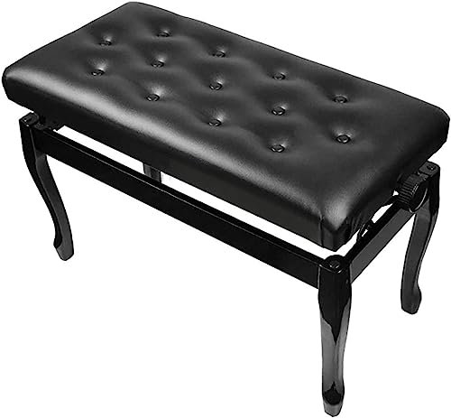 BXSUKEYOU Klavierhocker, Frisiertischhocker, Duett-Keyboardhocker, hydraulisch anhebbare Keyboardbank mit Struktur aus massivem Hartholz, 76 x 36 x 48–58 cm, Schwarz
