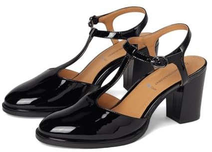 Johnston & Murphy, Women, Amy T-Strap Pumps, Black, 7.5, Medium