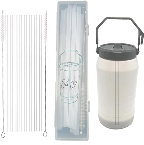 8PCS Reusable Straws for Stanley 64 oz IceFlow Tumbler | Stanley Cup Accessories with 2 Extra Long Straw Cleaner Brushes | PE Plastic Replacement Straws (64oz)