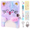 ENYILEE Cat Diary for Girls with lock and keys, Kids Journal School Travel Notebook Gift Set for Writing and Drawing,Multicolored Pen, Stickers, Birthday Gift for Girls ages 6-8