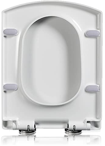 Giural Toilettendeckel Eckig WC Sitz Mit Absenkautomatik, Toilettensitz Klodeckel Mit Absenkautomatik, Fast Fix/Schnellbefestigung, PP Material, WC Sitz Eckig, 4 Größen Erhältlich,03A 37 * 48cm