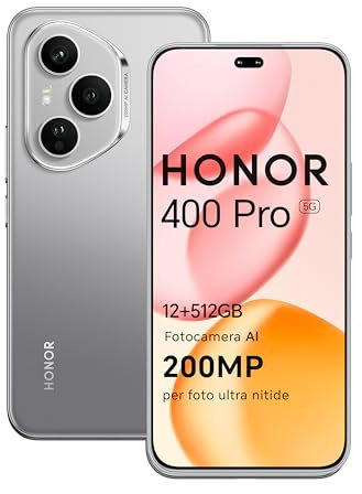 HONOR 400 Pro Smartphone 5G 12GB RAM 512GB ROM, 200MP Ultra-clear AI Camera, AMOLED da 6.7 pollici display Eye Comfort Cellulare con Snapdragon 8 Gen 3, Dual SIM NFC, 5300 mAh, Lunar Grey